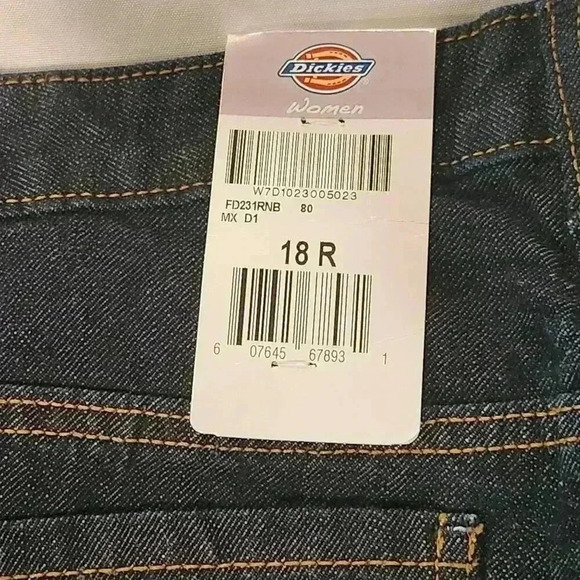 Dickies Women's Size 18R Industrial Denim 5-Pocket Dark Wash‎ Denim Jeans FD231 - Picture 10 of 11